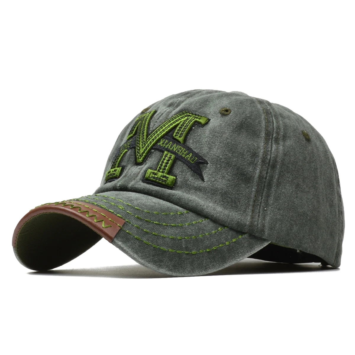 Letter M Embroidered Baseball Caps for Men Women Duck Tongue Hat Outdoor Sunshade Hat Washed Old Baseball Hat