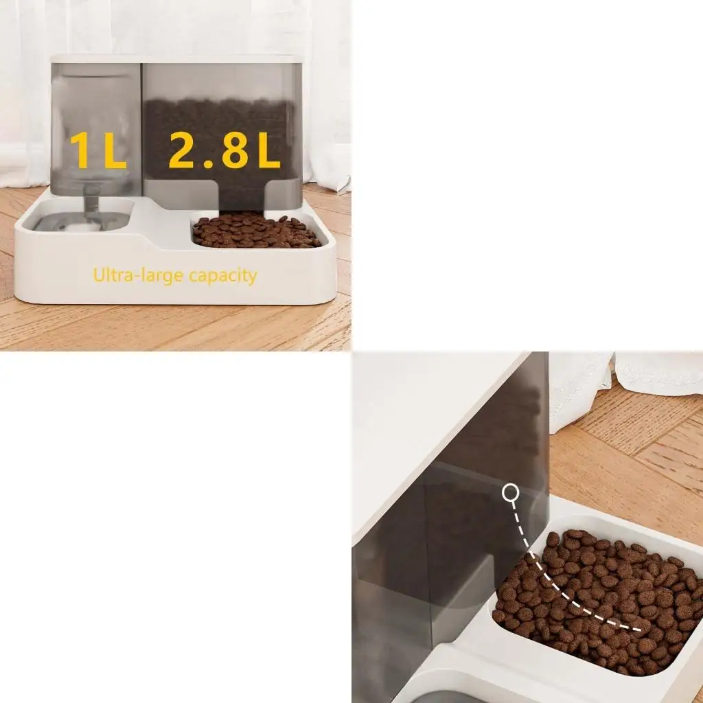 

X4YE 2 in 1 Dog Feeder Raised Posture Water Bowl Double Bowl Anti-Leak