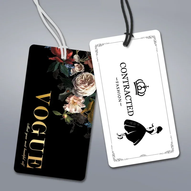 250pcs/lot Personalized Clothing Tags Labels for Clothes Garment Tags in Stock Etiquetas Customized Rope Tags