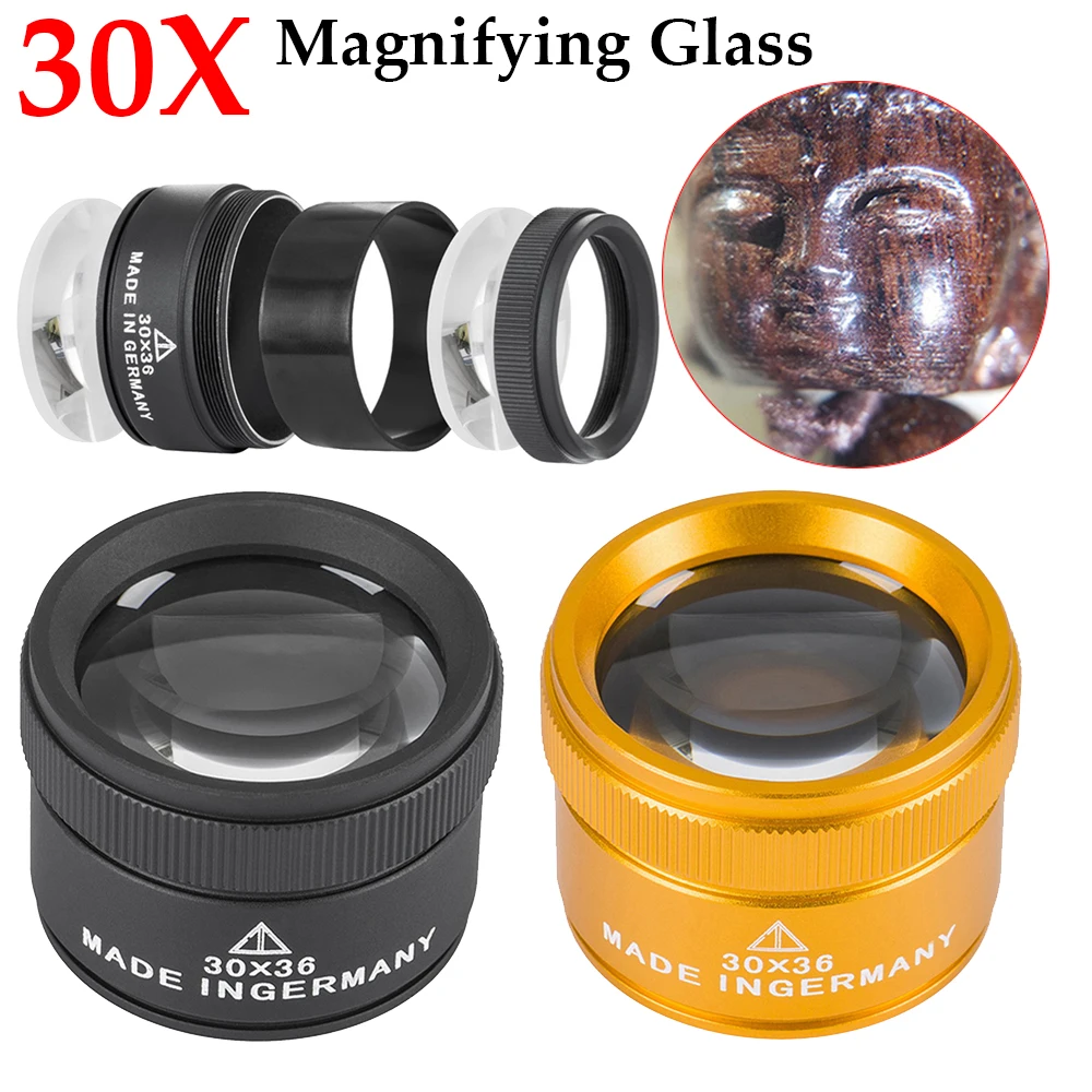 3/5/10/30X Magnifying Glass K9 Optical Lens Monocle Magnifier Magnifier Eye Lens Watch Repair for Coin Stamps Jewelry Lupe Loupe