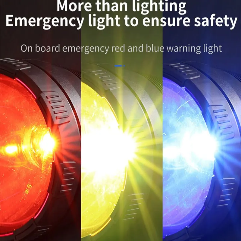 P50 LED Flashlight Replaceable Yellow Blue Red Lenses USB Rechargeable Torch Outdoor Portable Super Bright Long-range Searchligh