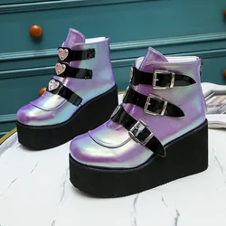 2023 Ankle Boots for Women Street Fashion Casual Wedges Platform Shoes Size 43 Super High Heel Belt Buckle Designer Boots Female