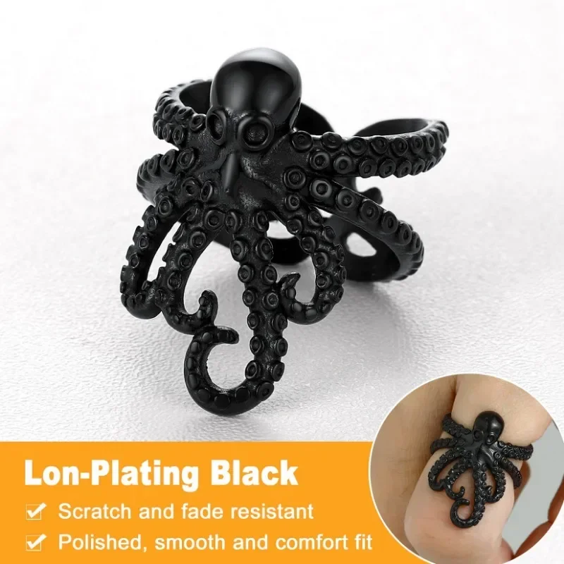 Vintage Style Brand New Stainless Steel Octopus Ring for Men Women Punk Cool Animal Big Rings Unisex Jewelry Gifts