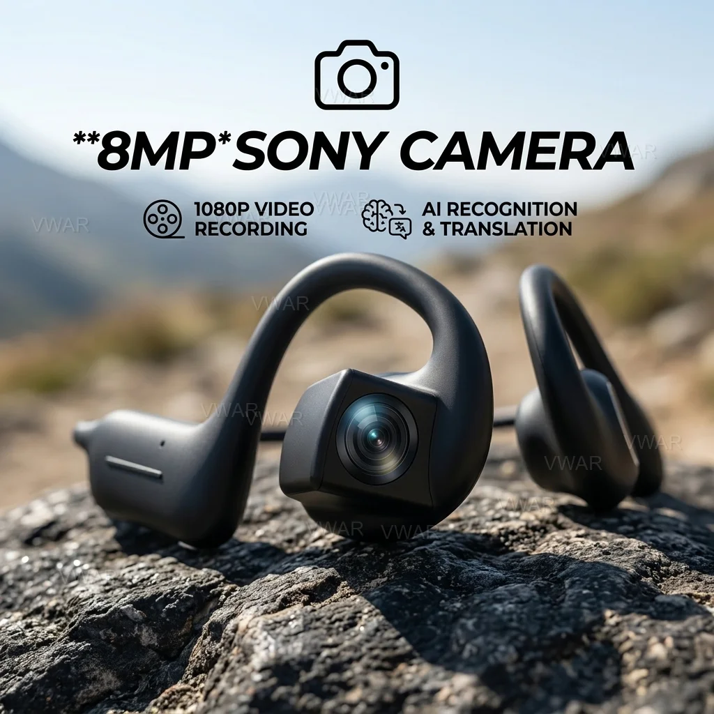 Smart Camera Earphone 8MP Photo Video Record Dynamic Sound Effects HD Calls 800W Camera Real-time Translation Smart Earphones