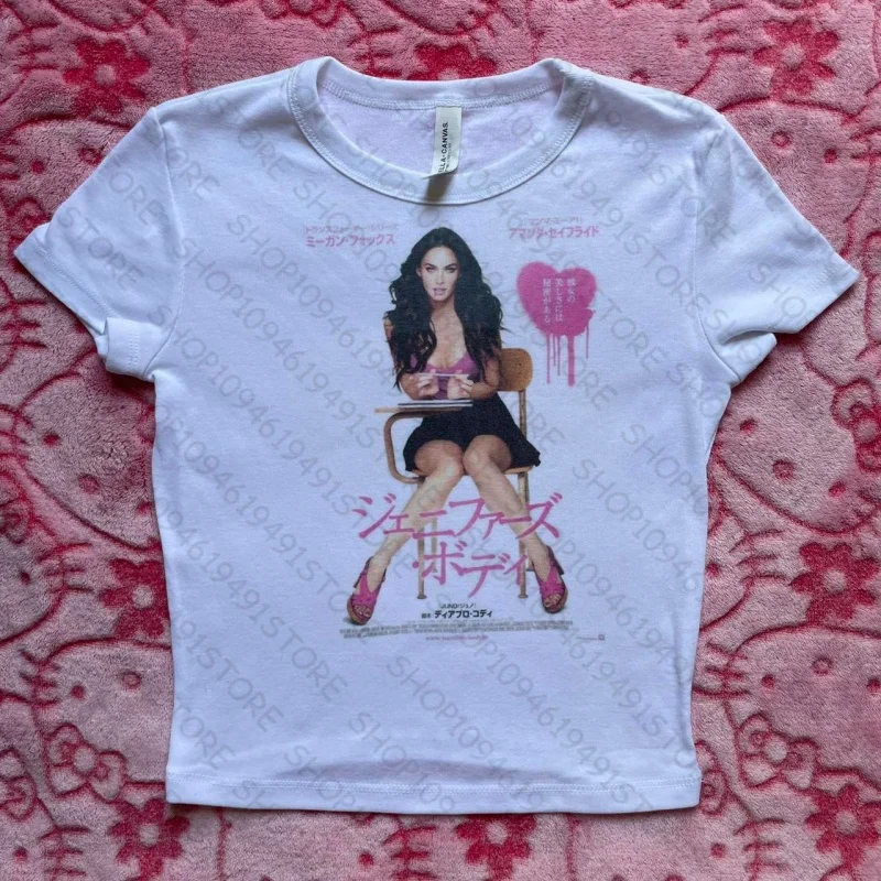 Shoujo فتاة نمط ستار فتاة Y2k Kawaii تي شيرت للنساء الجرافيك تي شيرت المرأة اقتصاص 90s الملابس خمر 2000s بلايز القوطية