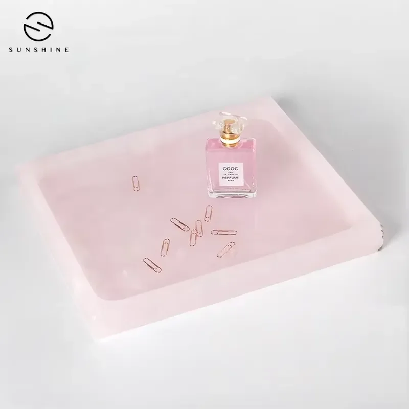 Luxury unique pink agate marble home decoration tray