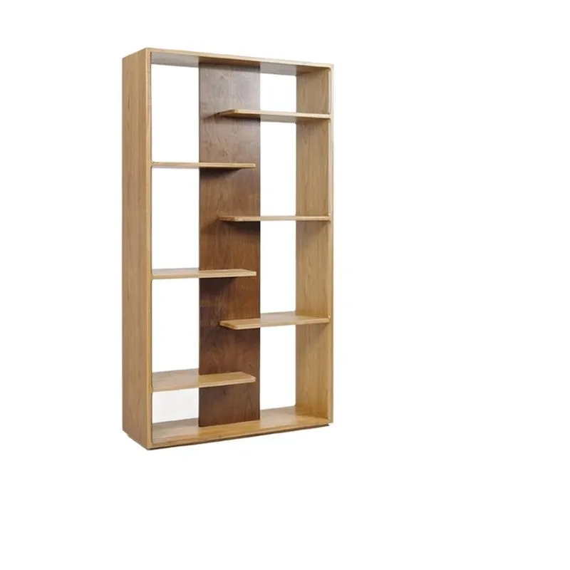 خزانة كتب من الخشب الصلب لدراسة المكتب الاسكندنافية، غرفة معيشة بسيطة