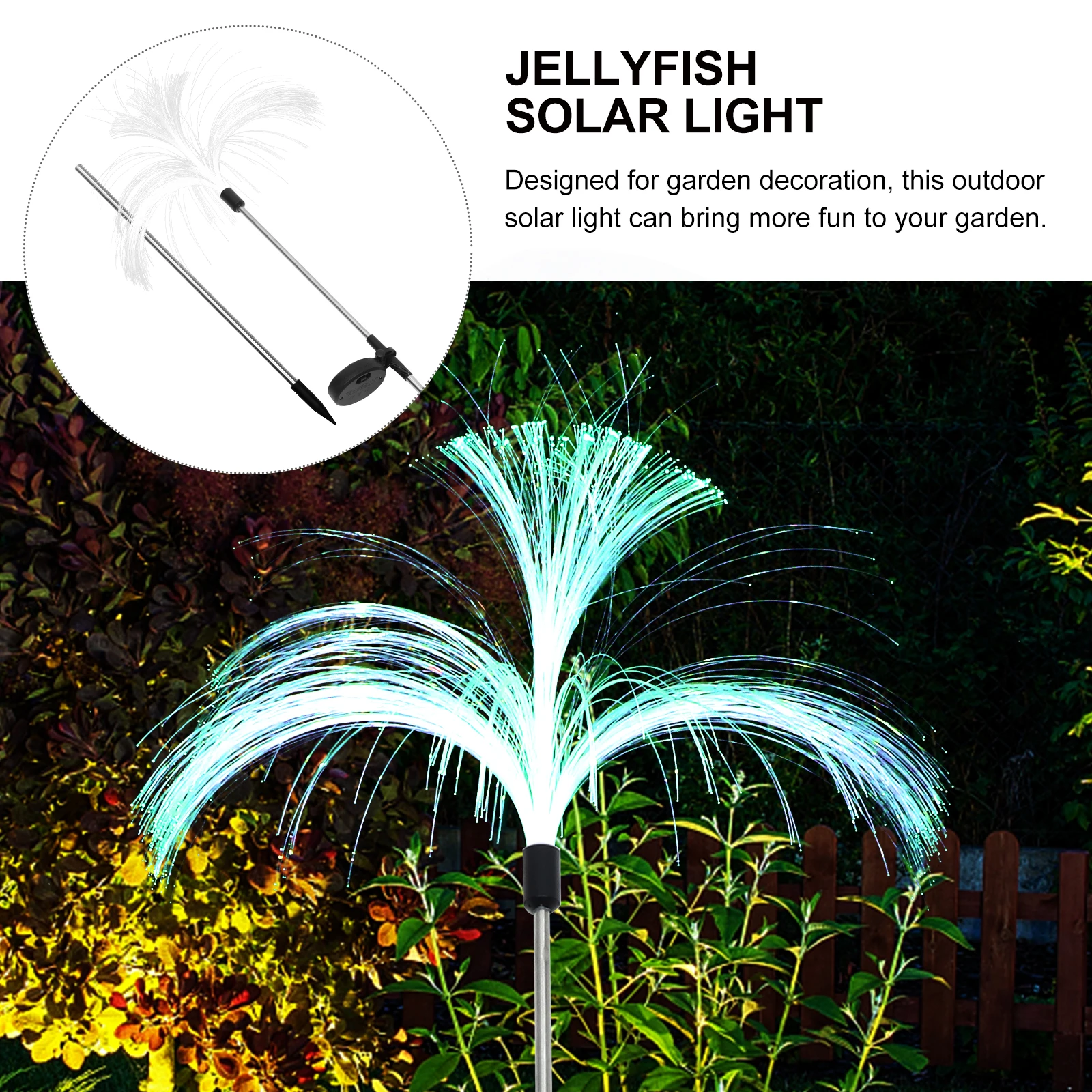 

Solar Fountain Light ABS Optical Fibers Nickel Powered Jellyfish Garden Decoration Color Changing