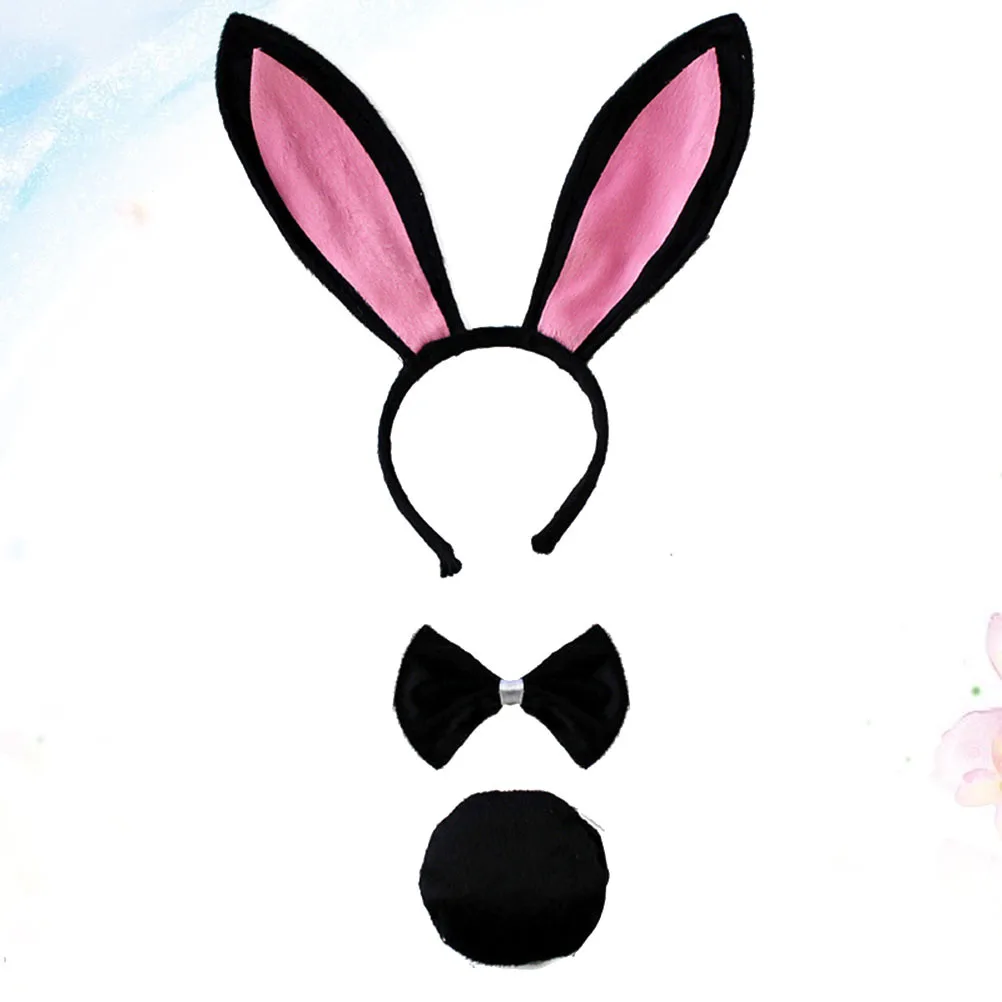3 Pcs Bunny Hair Band Rabbit Ear Hairband Dress up Accessory Head Bands Costume Tail Ears Tails Bow Tie