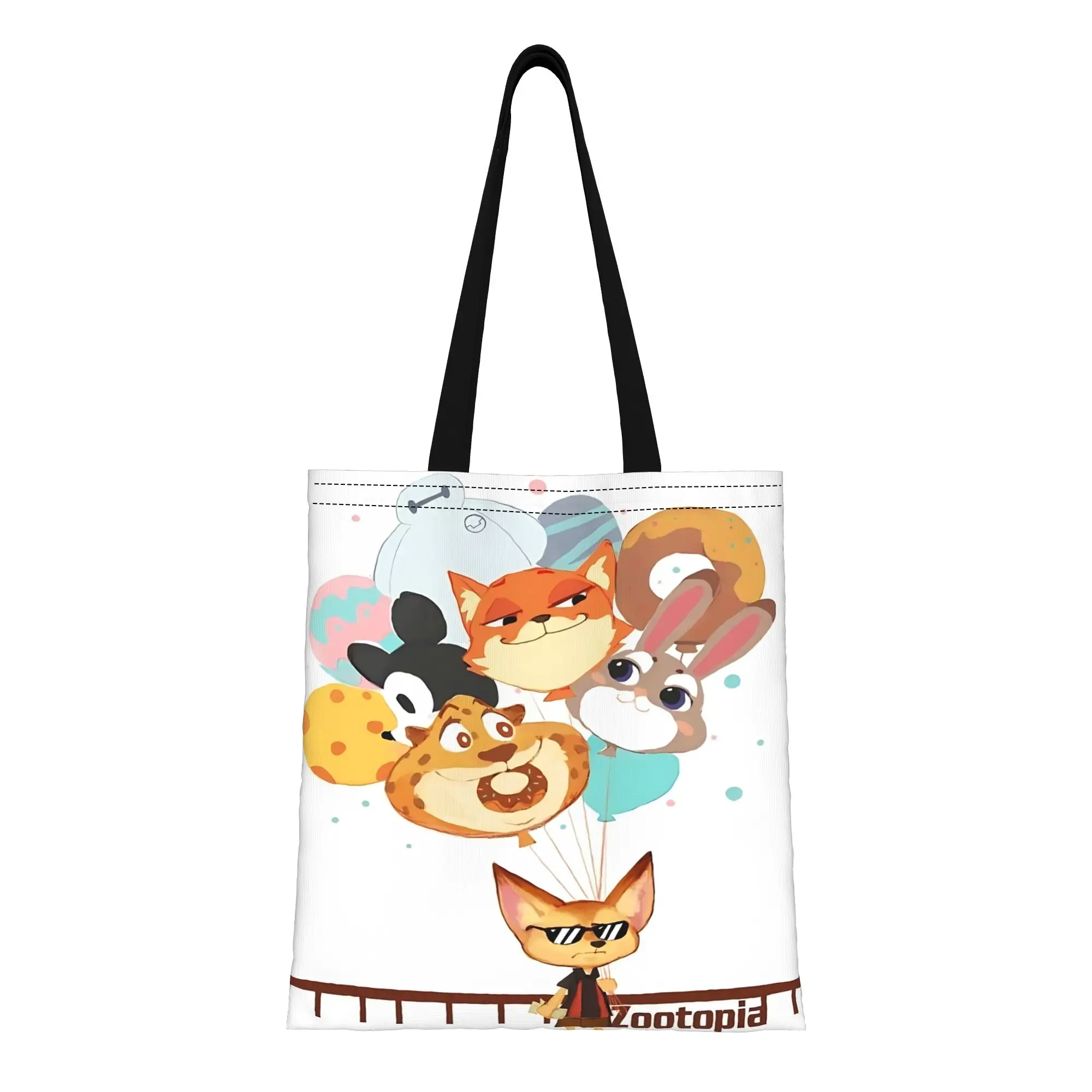 

1 шт. холщовая сумка-тоут с персонажами из мультфильма Disney Zootopia 2, женская сумка через плечо