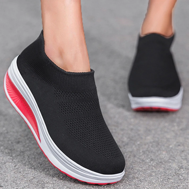 Fashion Casual Shoes Sneakers For Women 2024 New Mesh Comfortable Sneakers Women Slip On Sock Ladies Flat Shoes Shoes For Women