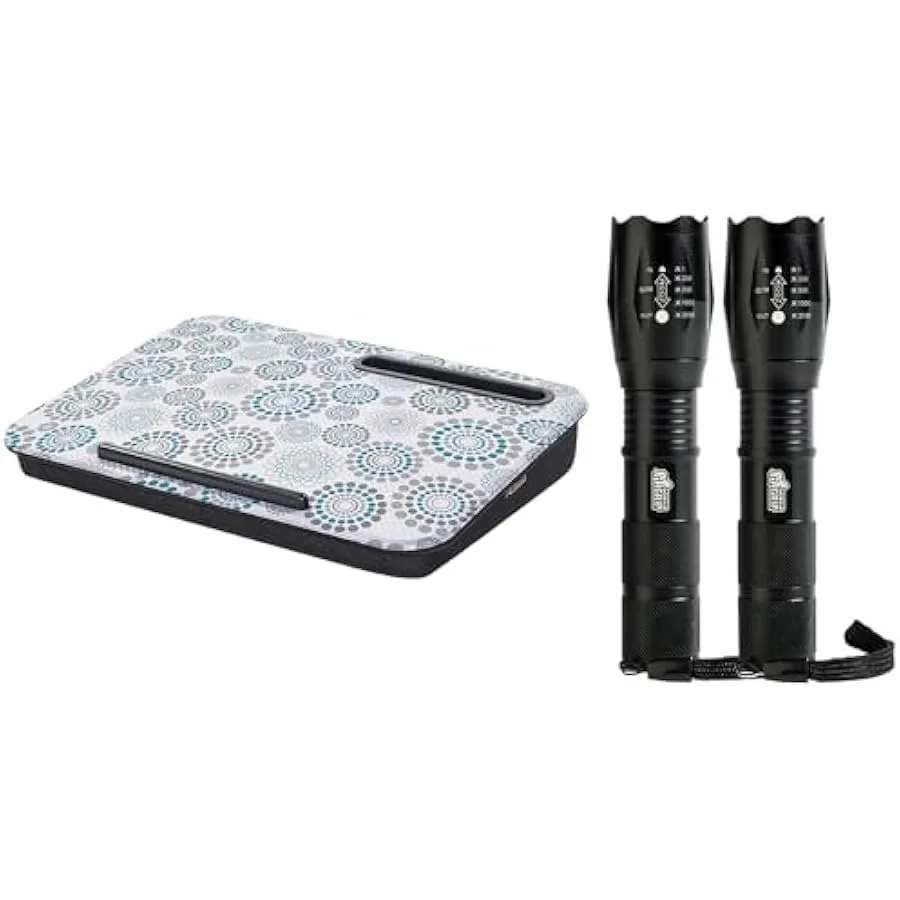 

Стол для ноутбука Gorilla Grip с держателем для телефона и мощным светодиодным водонепроницаемым тактическим фонариком, 2 упаковки, размер стола 16,5 x 11,8