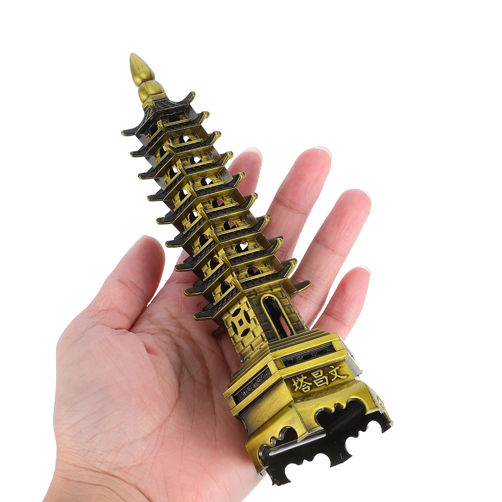 

WenChang Tower Figurine Alloy Prosperity Symbol Office Desktop Decoration FengShui Statue Chinese Ornaments Travel