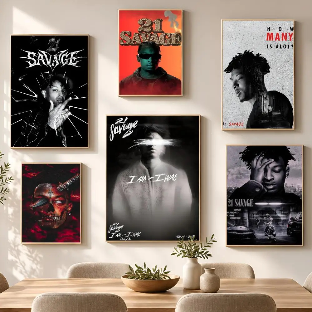 Music Classic Alternative 21 Savage Poster PP Self Adhesive Aesthetic Room Decor Bedroom Dorm Gaming Room Home Decoration Gift
