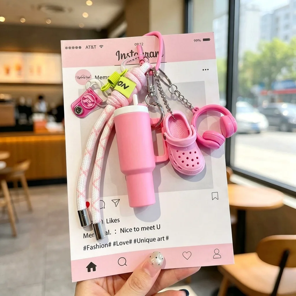 Wasserflaschen-Schlüsselanhänger, trendiger gewebter Seil-Schlüsselring und Handgelenkschlaufe für Handtaschen, Anti-Verlust-Autoschlüsselanhänger, Kopfhörer-Dekoration, Geschenke – Detail 3