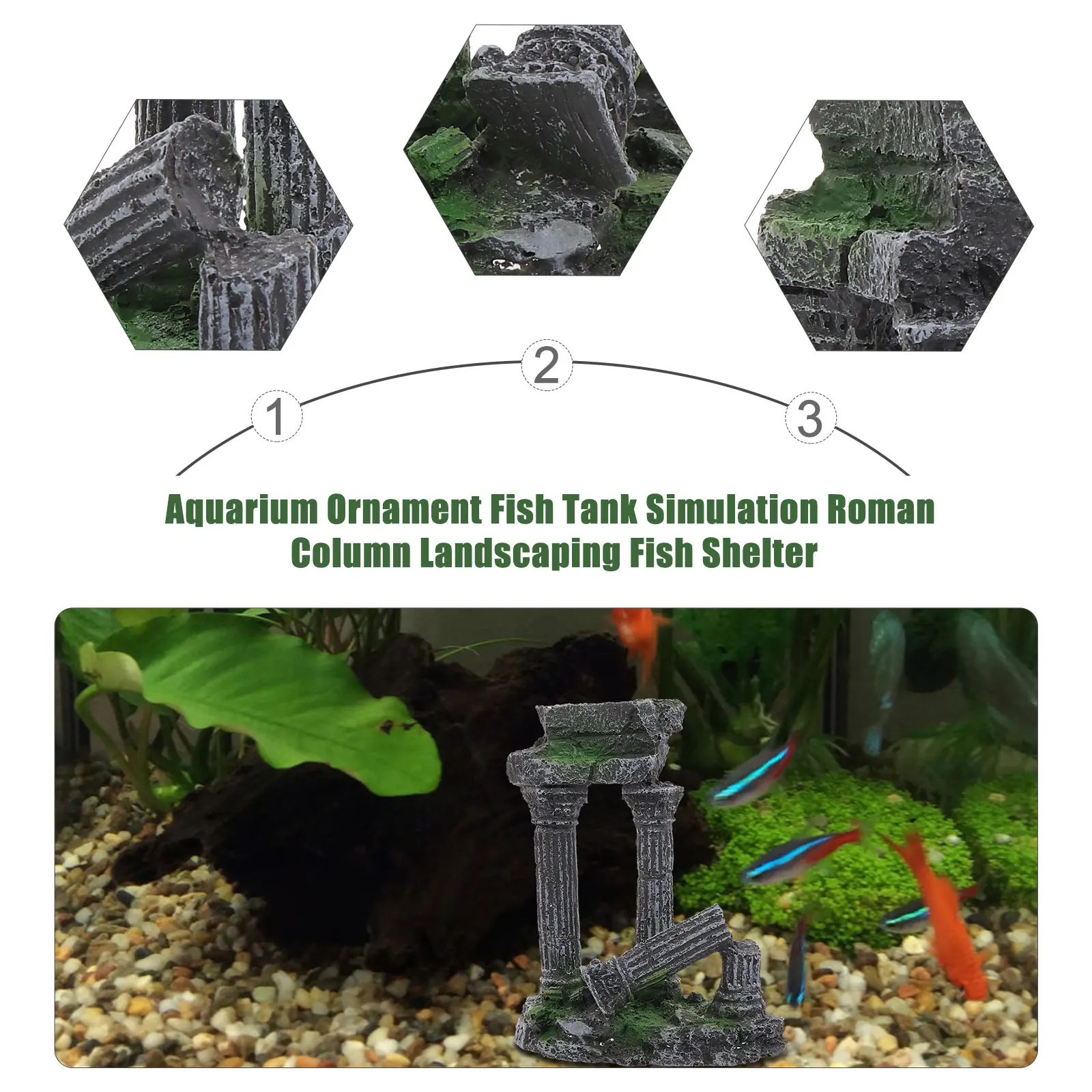

Resin Aquarium Roman Column Fish Tank Ornament Fish Shelter Hiding Cave Craft Landscape Decoration Aquarium Ornament