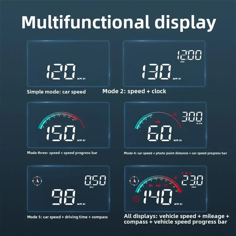 Car Electronic Dog HUD Head-up Display, Car OBD General Speedometer Compass Projector New M22