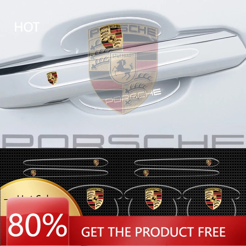 

Наклейки на автомобиль Porsche, 8 шт., для Porsche Cayenne, Panamera, Macan, 911, Taycan, Boxster, Cayman, 918, Panamera, защита дверных ручек автомобиля, внешняя отделка
