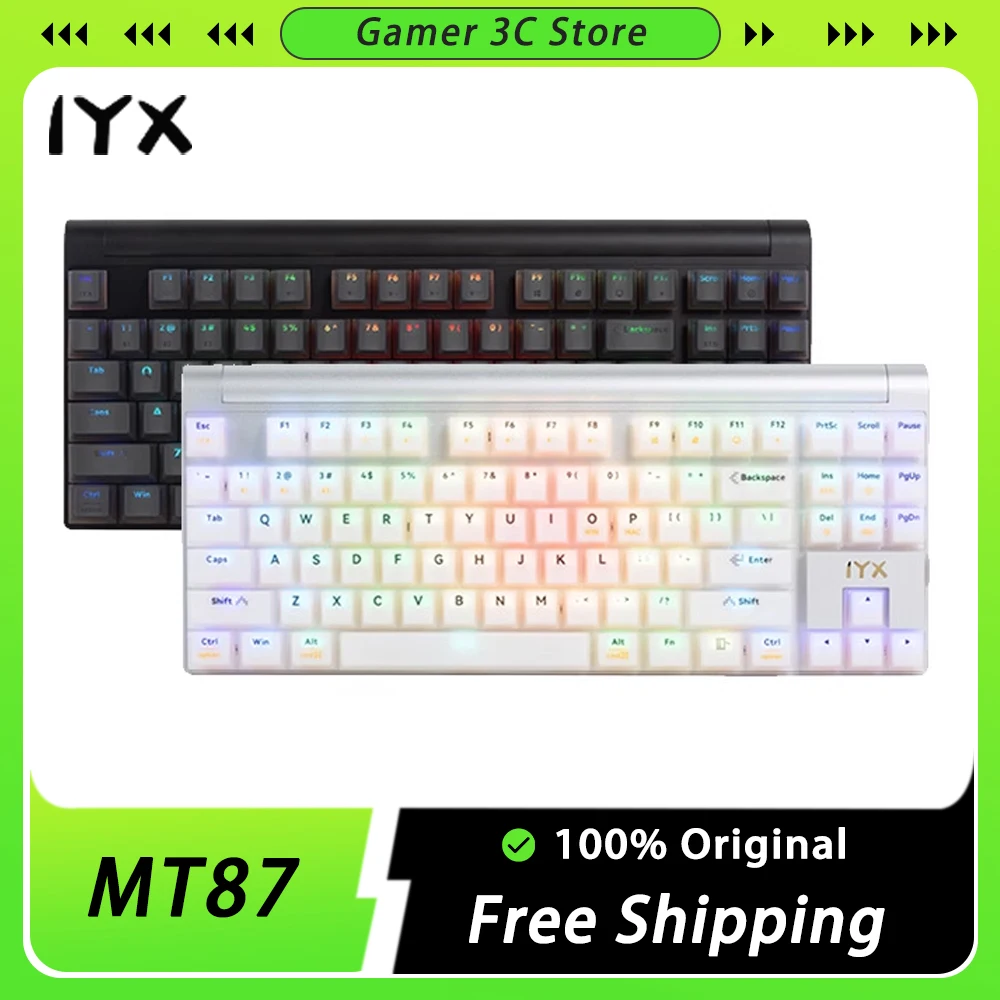 

IYX MT87 Mechanical Keyboard Aluminium Alloy Three Mode 10000mAh RGB Wireless Gaming Keyboard Hot Swap Low Delay Pc Gamer Office