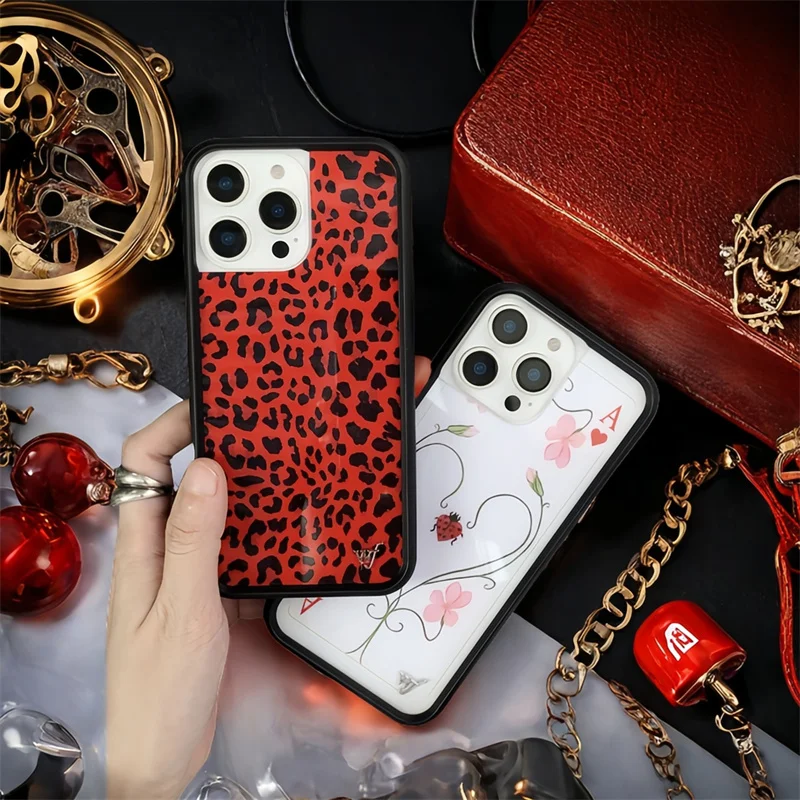 Flor selvagem vermelho meow lilás musgo caso de telefone para iphone 16 15 14 13 12 pro max wf plus poker uma à prova de choque proteger capa traseira funda