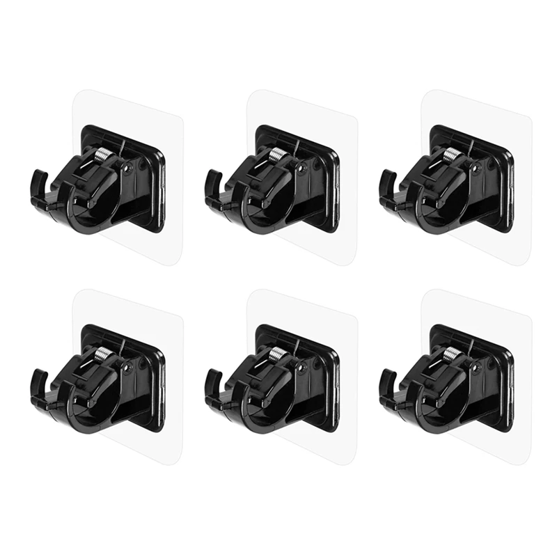 6Pcs Self Adhesive Curtain Rod Bracket Curtain Rod Bracket Support Nail-Free Adjustable Shower Curtain Rod Hanging Hooks