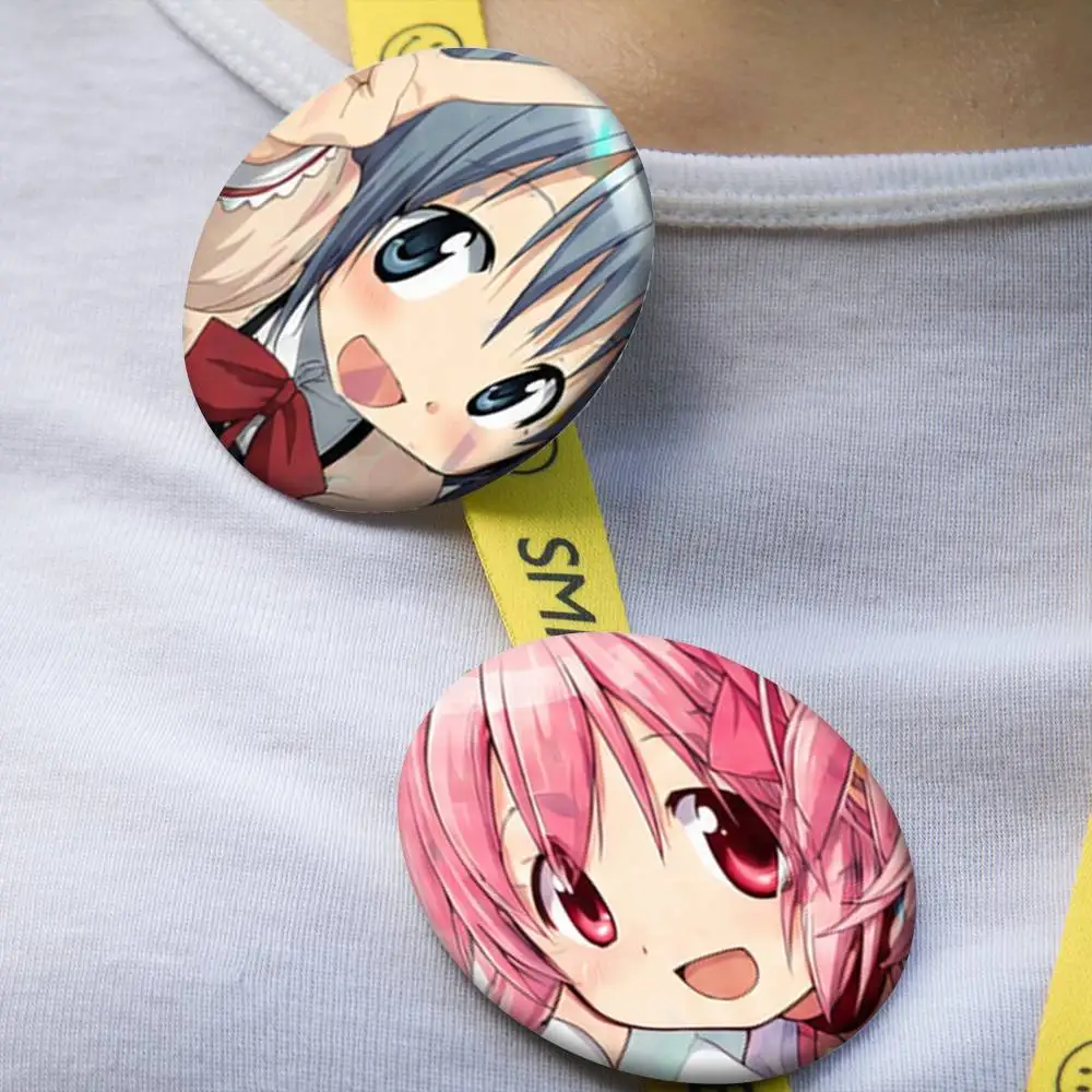 Puella Magi Madoka Magica Cartoon Pins Badges Round Laser Badge Brooch Clothes Backpack Accessories - view 4