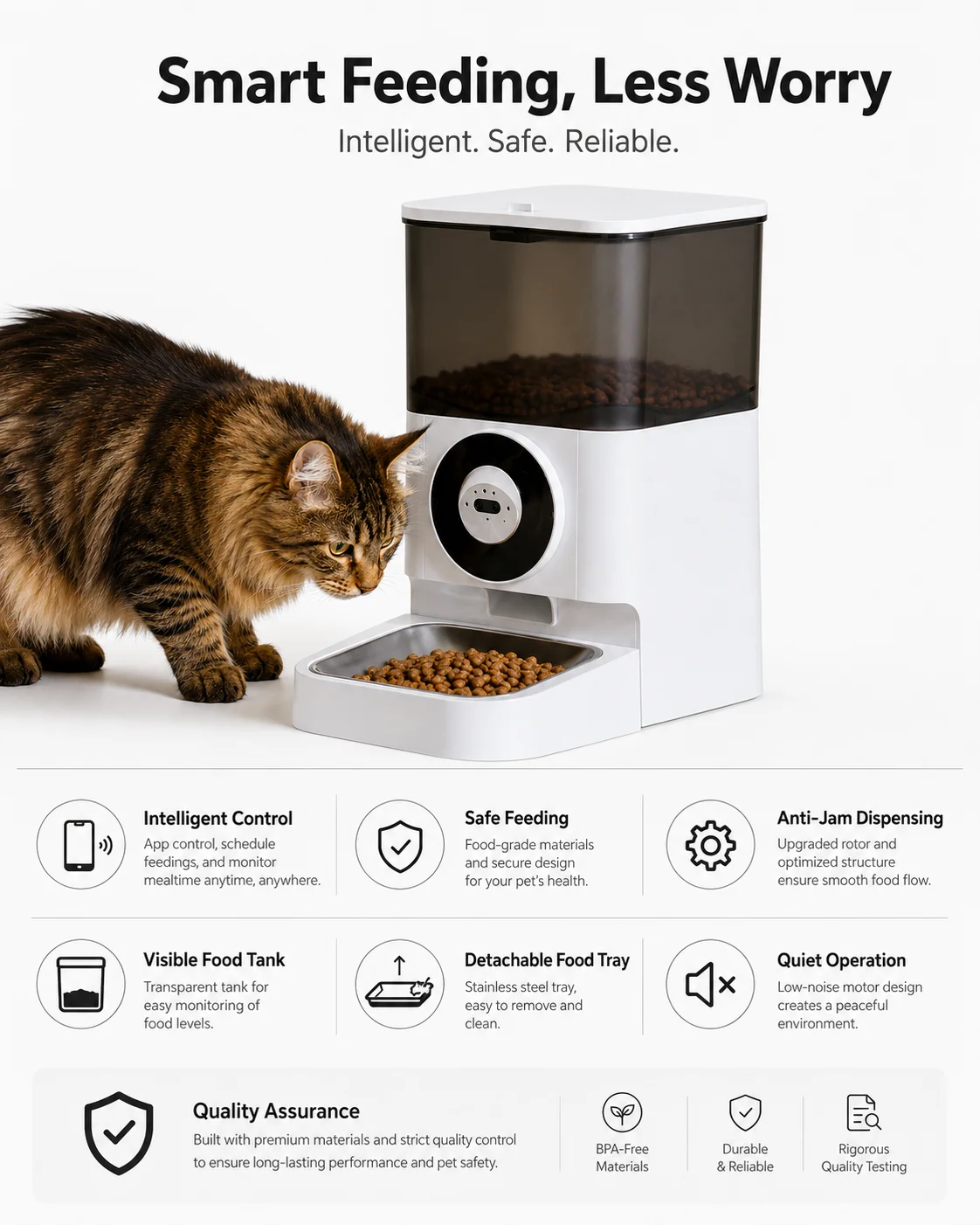 Smart Pet Feeder for Small Beast Automatic Cat Feeder with Moisture Proof Design All in One Pet Food Dispenser for Cats Dogs