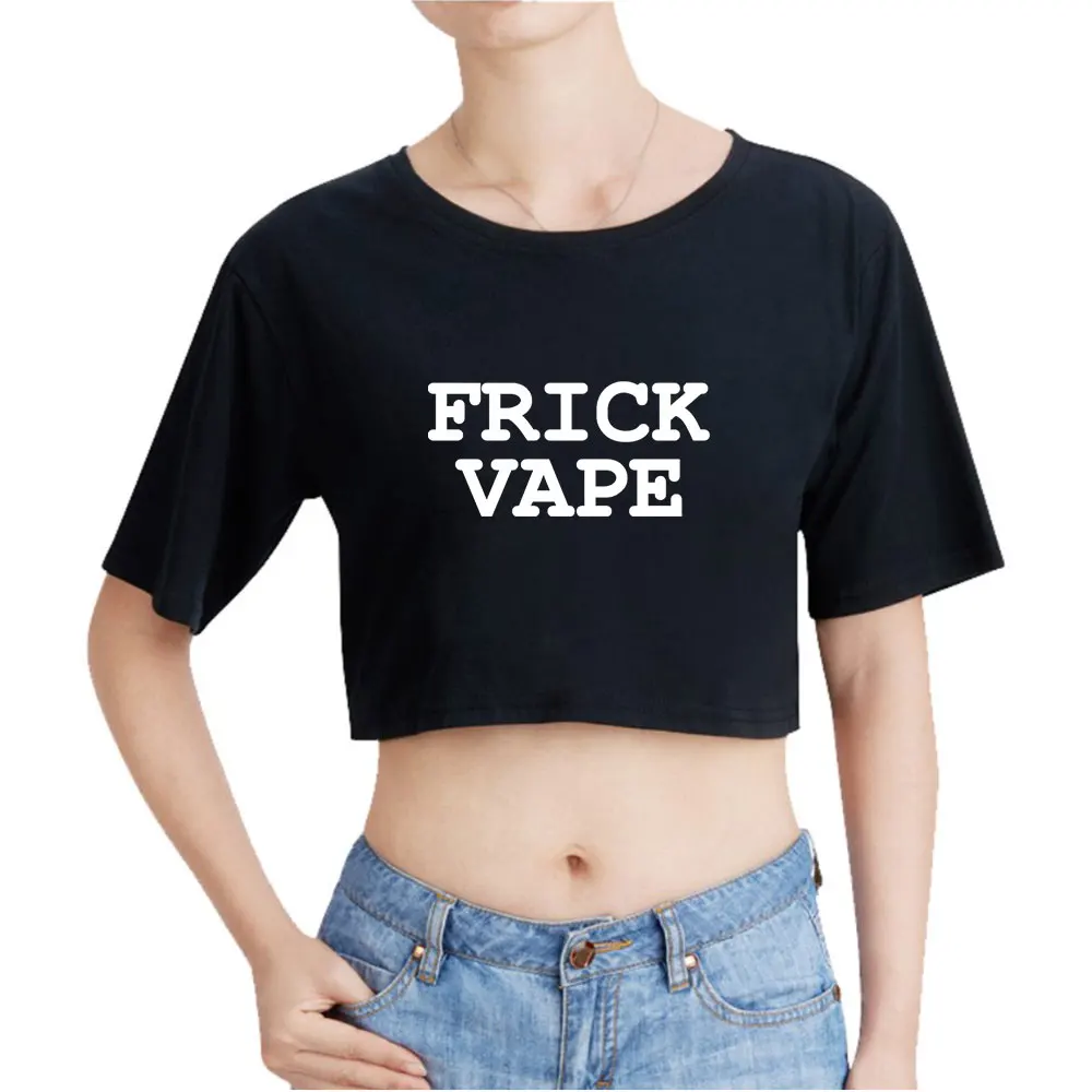 Baylen Levine Frick Vape Vintage 90s Crop Top Exposed Navel T-Shirt O-Neck Oversize Tops Women Fashion Funny Tshirt