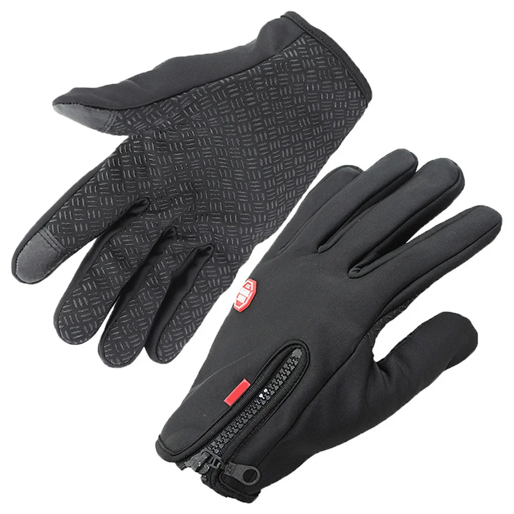 

Black Outdoor Winter Gloves Size M Full Finger Thermal Fleece Waterproof Windproof Touch Screen Warm Stretchy Winter Gloves