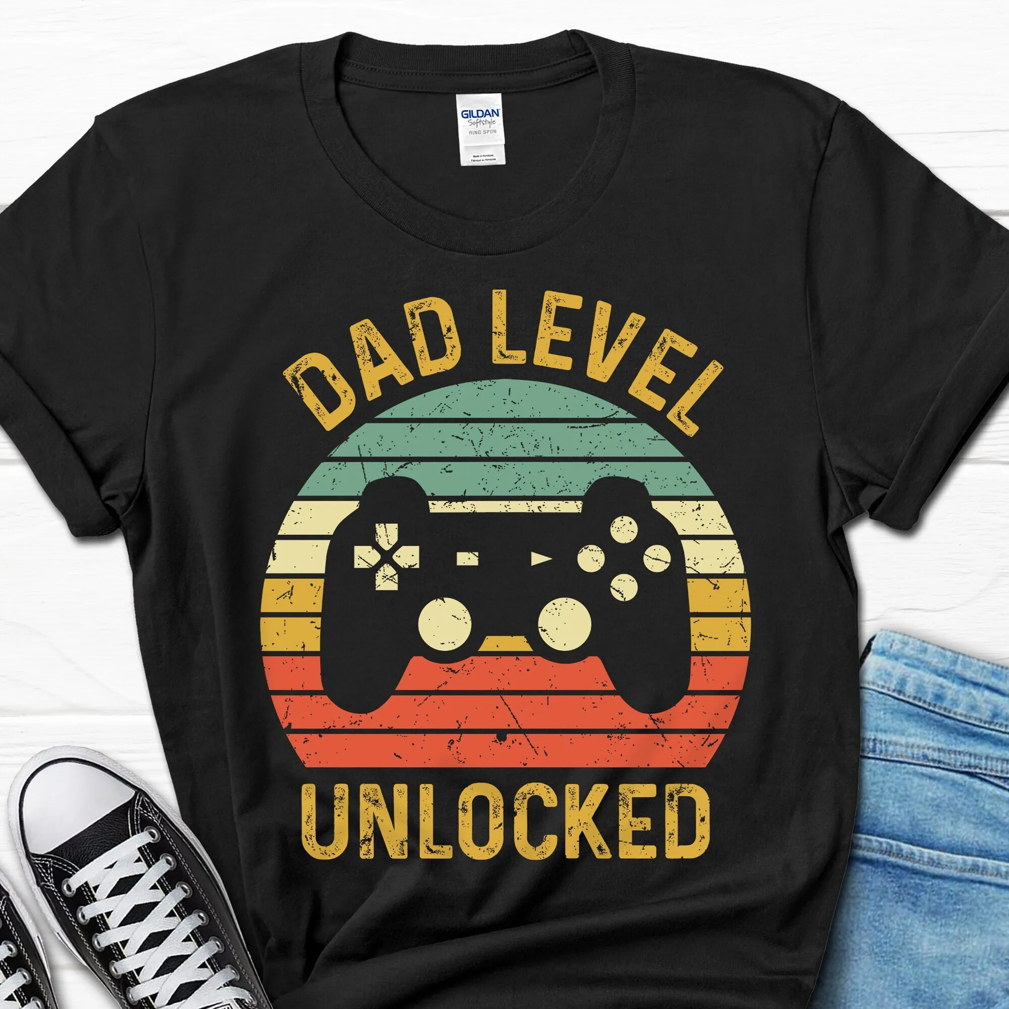 Dad Level Unlocked T Shirt Funny Gaming Men's From Wife Husband Gamer For Him Video Games s