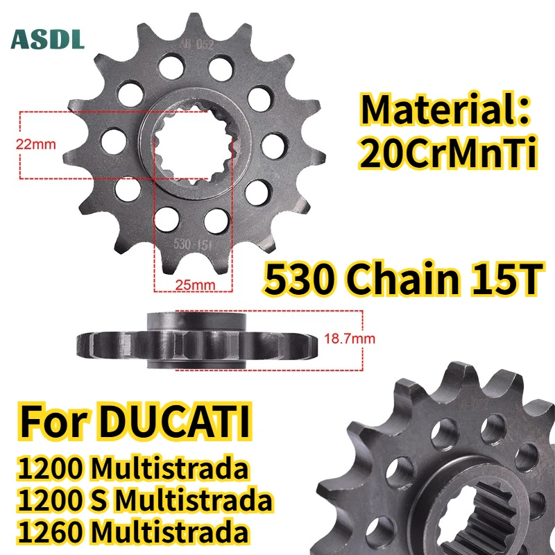 

530 Chain 15T 20CrMnTi Motorcycle Front Sprocket For DUCATI 1200 Multistrada 530 15T 1200 S Multistrada 1260 1260S SmallGear