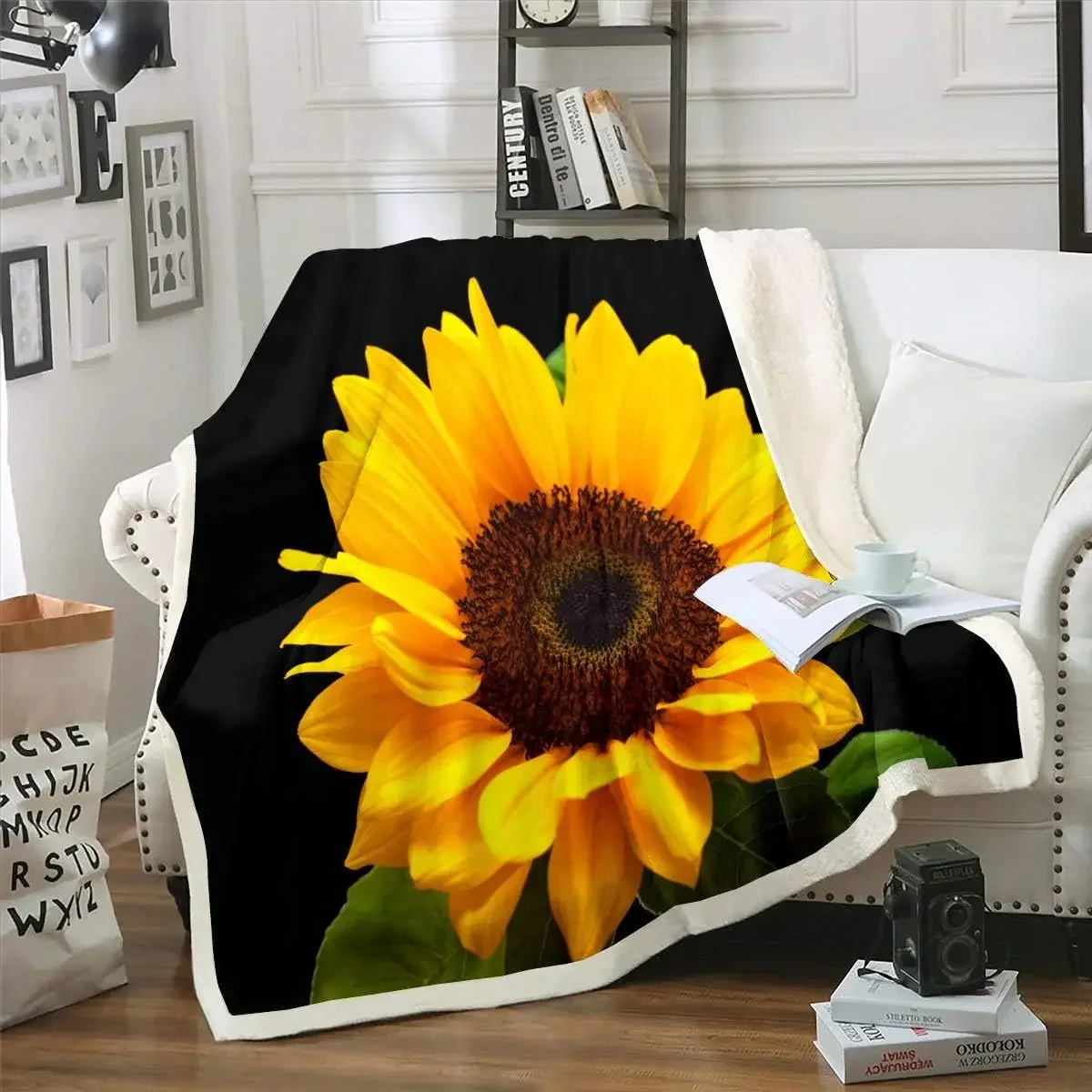 

Флисовое одеяло с подсолнухом для дивана, женское одеяло с цветочным принтом, декоративное плюшевое одеяло с цветочным узором