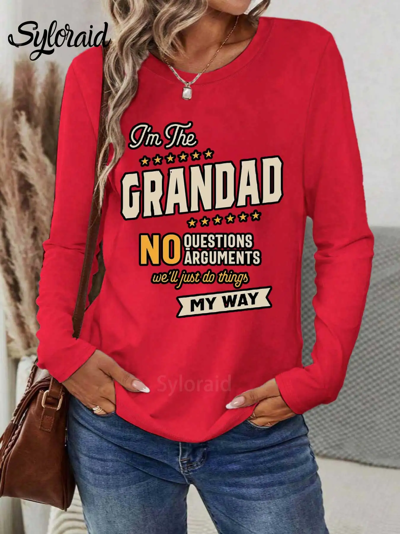 Langarm-T-Shirt für Damen, Opa Way, lustiges Opa-Vatertags-T-Shirt, modisches Rundhals-Casual-Top