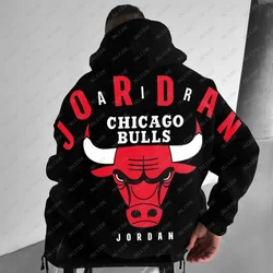 24/25 Oversized Street Basketball Print Hoodie Chicago Basketball Tee Men Fashion Casual Clothes Oversize Racing Bull Sweatshirt