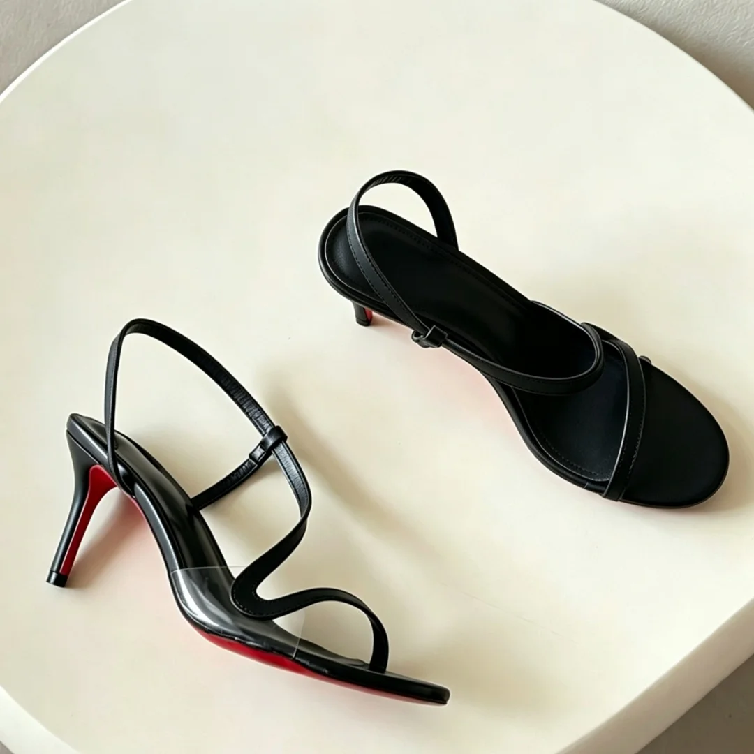 Luxury Brand Women's Wedding Party Dress Shoes Ladies Sshaped Strap Sandals Red Sole Stiletto High Heels Slingback Open Toe
