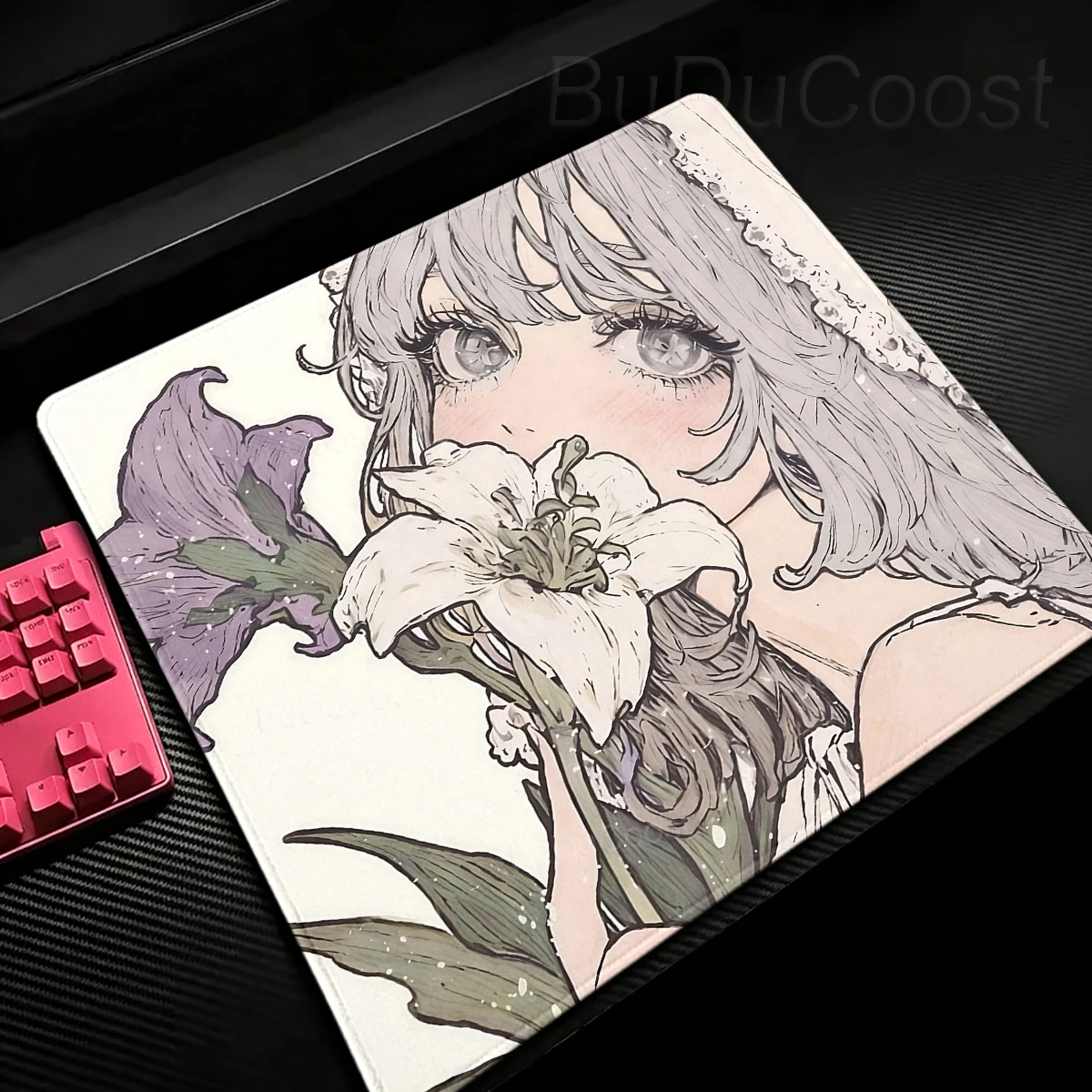 Cute Anime Girl Flower Art Small Mouse Pad Laptop PC Keyboard Desk Mat Gaming Mousepad Rubber Non-Slip Carpet Office Accessorie