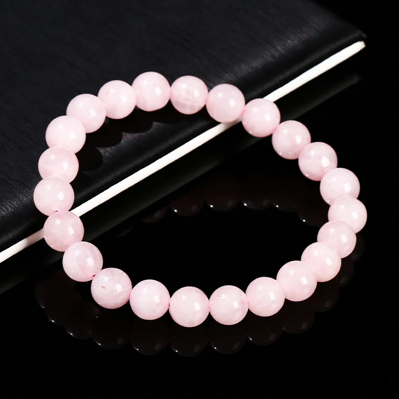 JD Natural Stone Pink Rose Quartz Crystal Beads Bracelet Women Reiki Healing Elastic Rope Jewelry Yoga Meditation Prayer Gifts