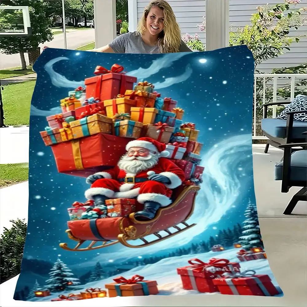 ديكور عيد الميلاد السحري سانتا كلوز ذو مزلقة ذهبية - تمثال جولي سانتا مع هدايا ملفوفة مشرقة، منظر طبيعي ثلجي، وميض #4