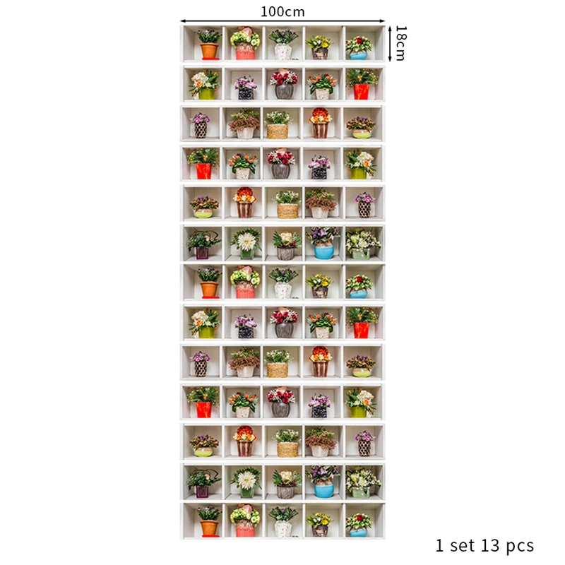 ديكور المنزل المشهد درج ملصقات شعرية بوعاء الزهور النباتات الفينيل جدارية للغرف الجمالية درج خطوات للإزالة #5