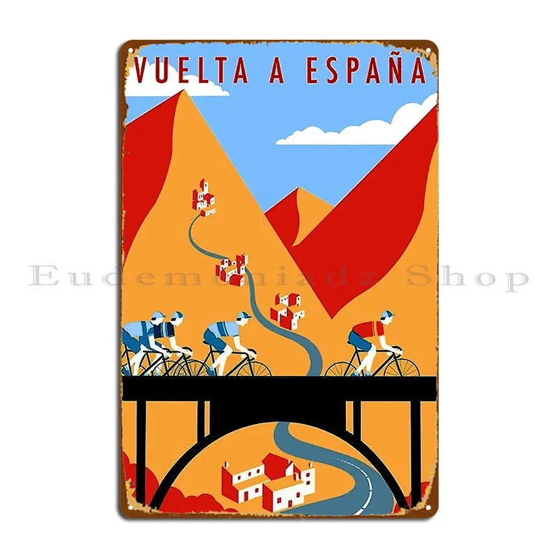 Vuelta A Espana Vintage Bicycle Racing Print Metal Sign Pub Custom Club Custom Club Bar Tin Sign Poster