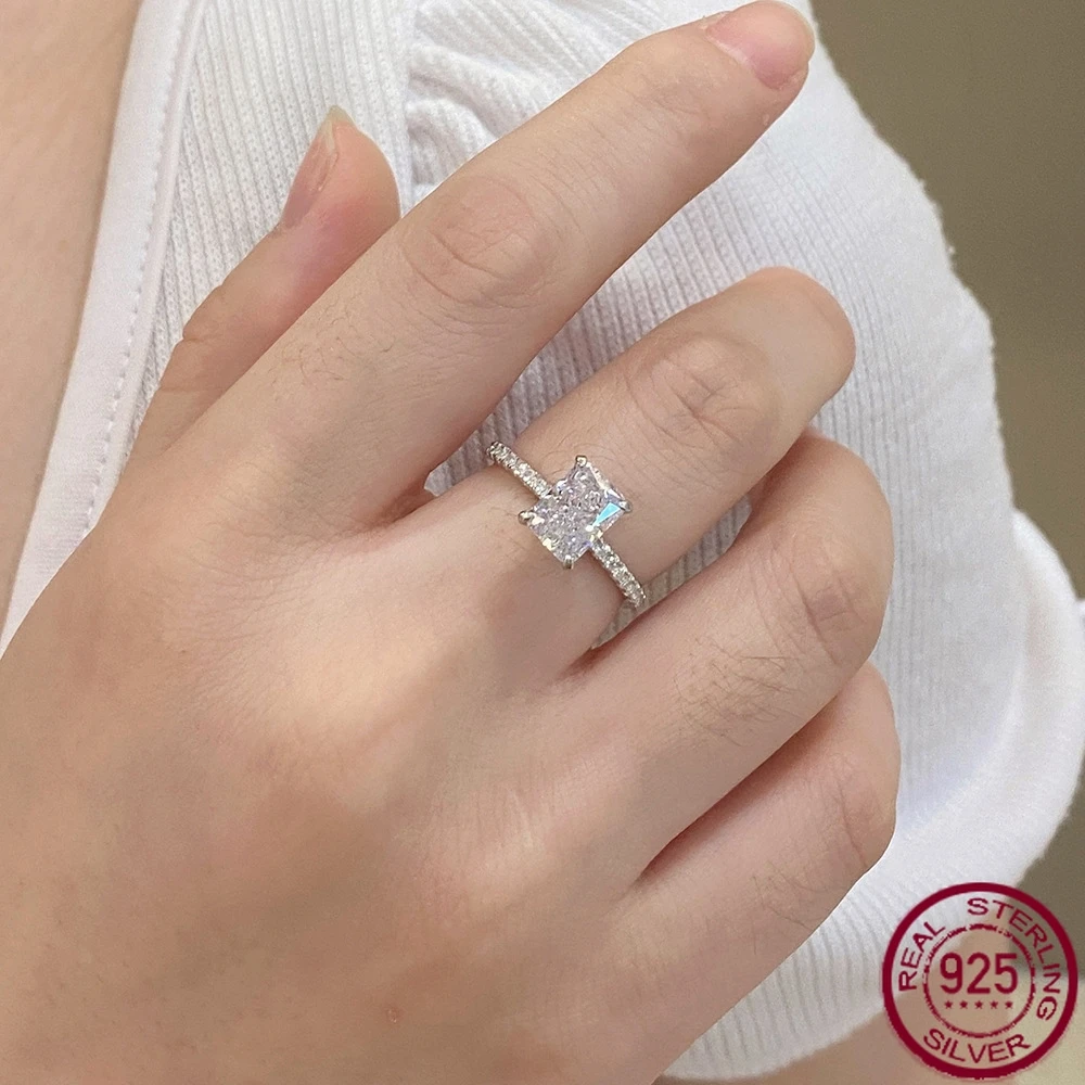 European and American 925 Silver Ice Cut 6 * 8MM High Carbon Diamond Women's High-end Wedding Jewelry Wholesale