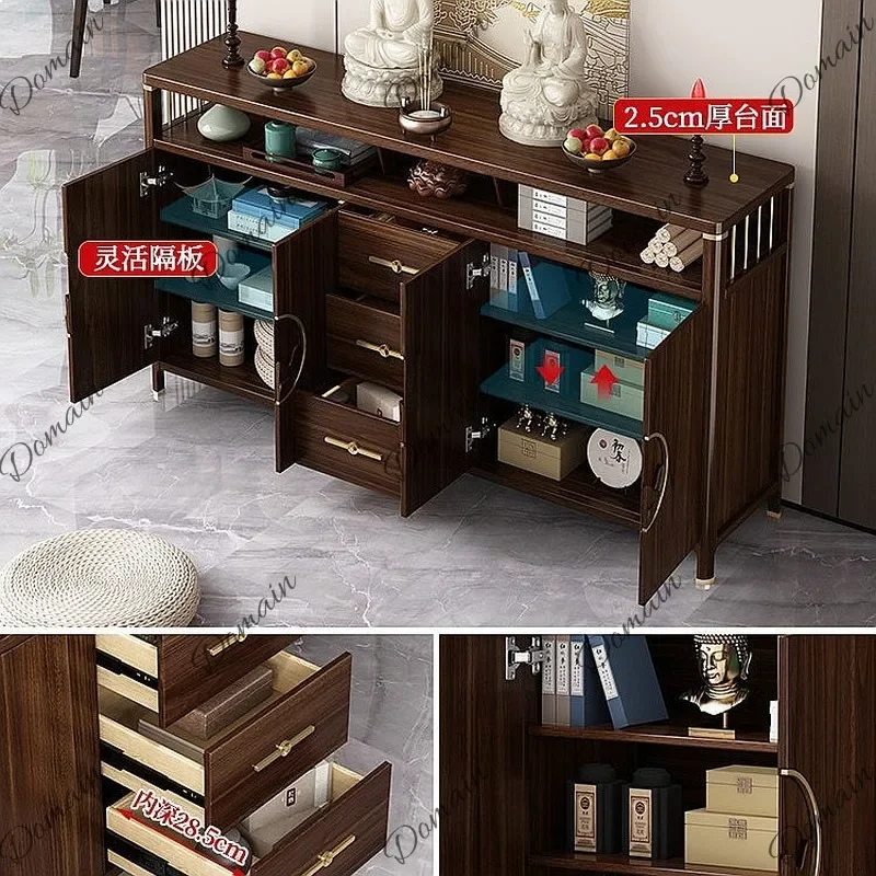 DS Modern Small Buddha Shrine Altar Table with Cabinet, Luxury Floor Standing Feng Shui Home Worship Shelf H