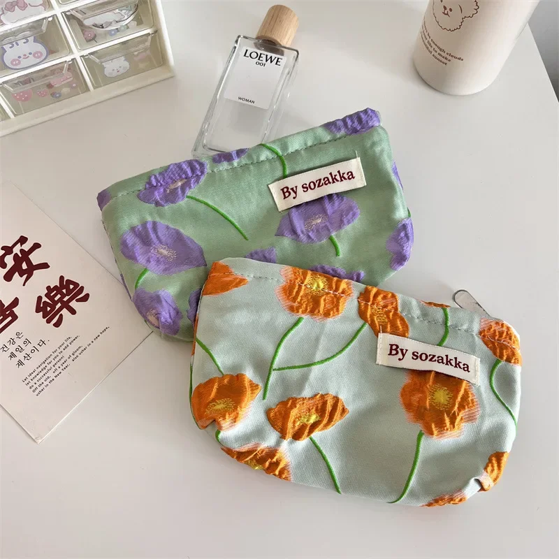 Borse per il trucco floreale delle donne borsa per cosmetici borsa per l\'organizzatore borsa da toilette per il trucco da viaggio custodia per la