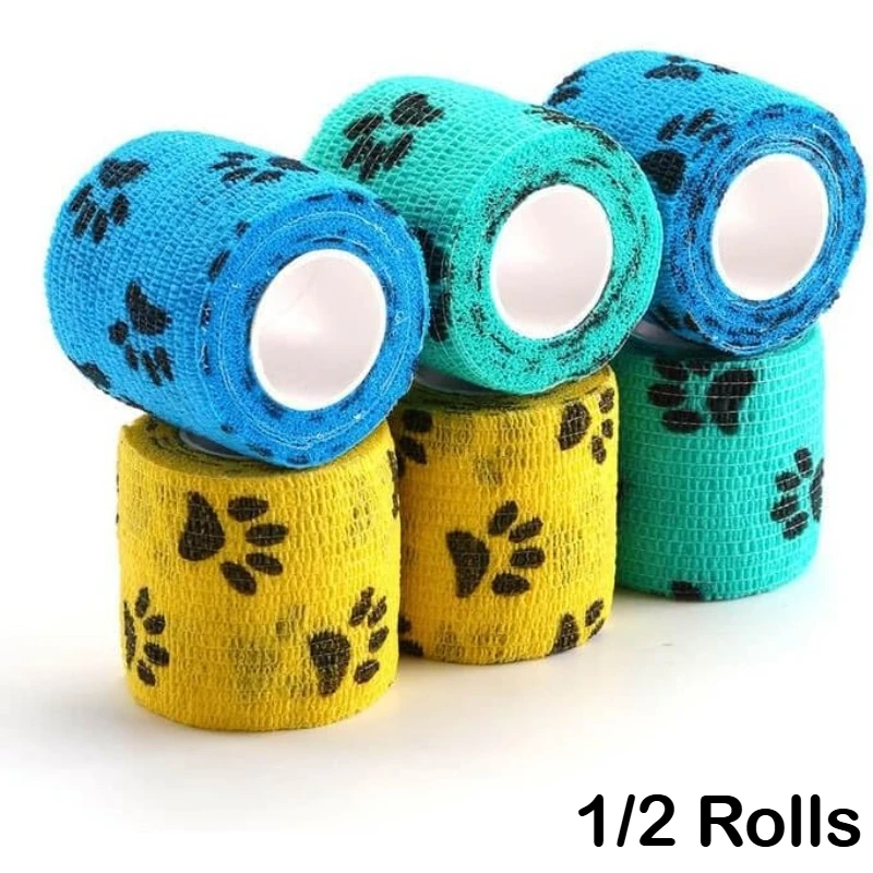 1/2 Rolls Cute Designs Self Adhesive Elastic Non-Woven Bandage Sports Finger Wrap Pet Gauze Rolls For Wound Dressing
