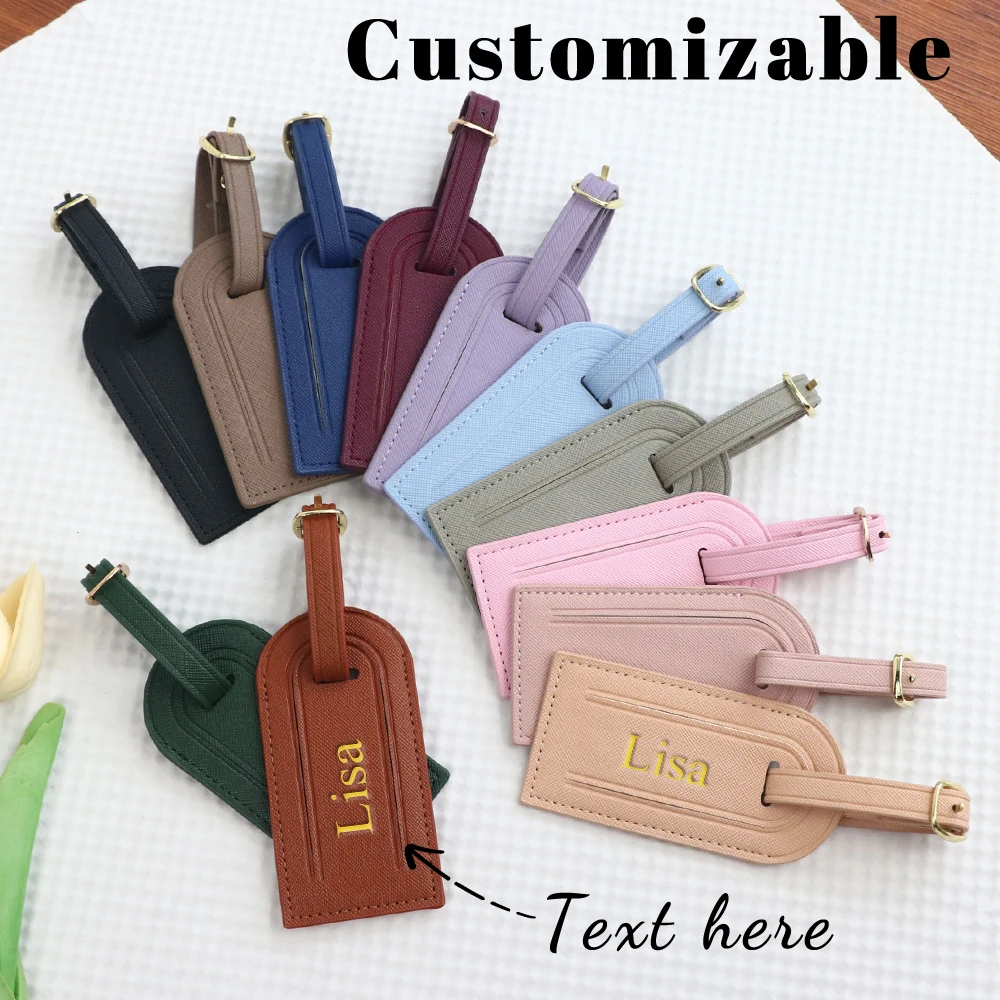 اسم مخصص من جلد البولي يوريثان، علامات مضادة للخسارة، وعلامات أمتعة المطار لرحلات العمل والسفر، وإكسسوارات ملصقات الأمتعة #1