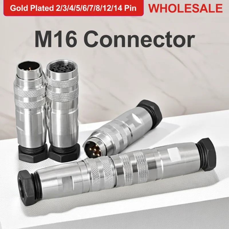 2/5/20 Sets M16 Aviation Plug Gold Plated Waterproof Circular Connectors C09 J09 2/3/4/5/6/7/8/12/14/16/19/24 Pin Male Female