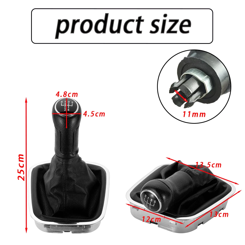 New Product 5 Speed Gear Stick Shift Knob PU Leather Boot 6R0711113 For VW Polo 6R 6C Sedan Hatchback 2015 2016 2017 2018