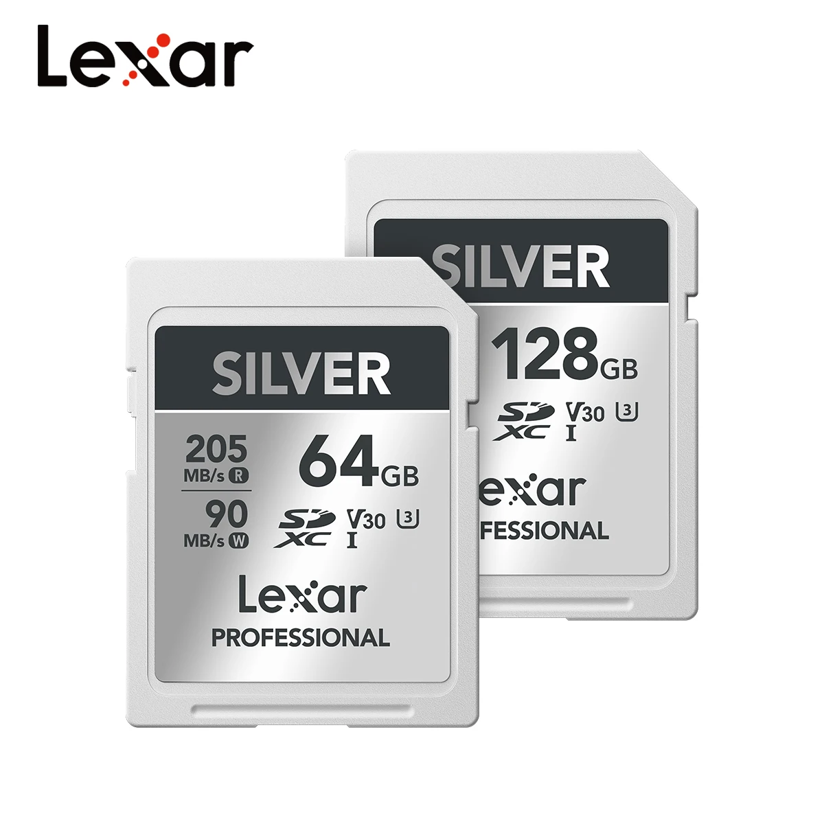 Lexar SDXC Card U3 V30 Professional 64 ГБ 128 ГБ Read до 205 МБ/с 4K UHD серебристый Оригинальная карта флэш-памяти Высокоскоростная SD-карта
