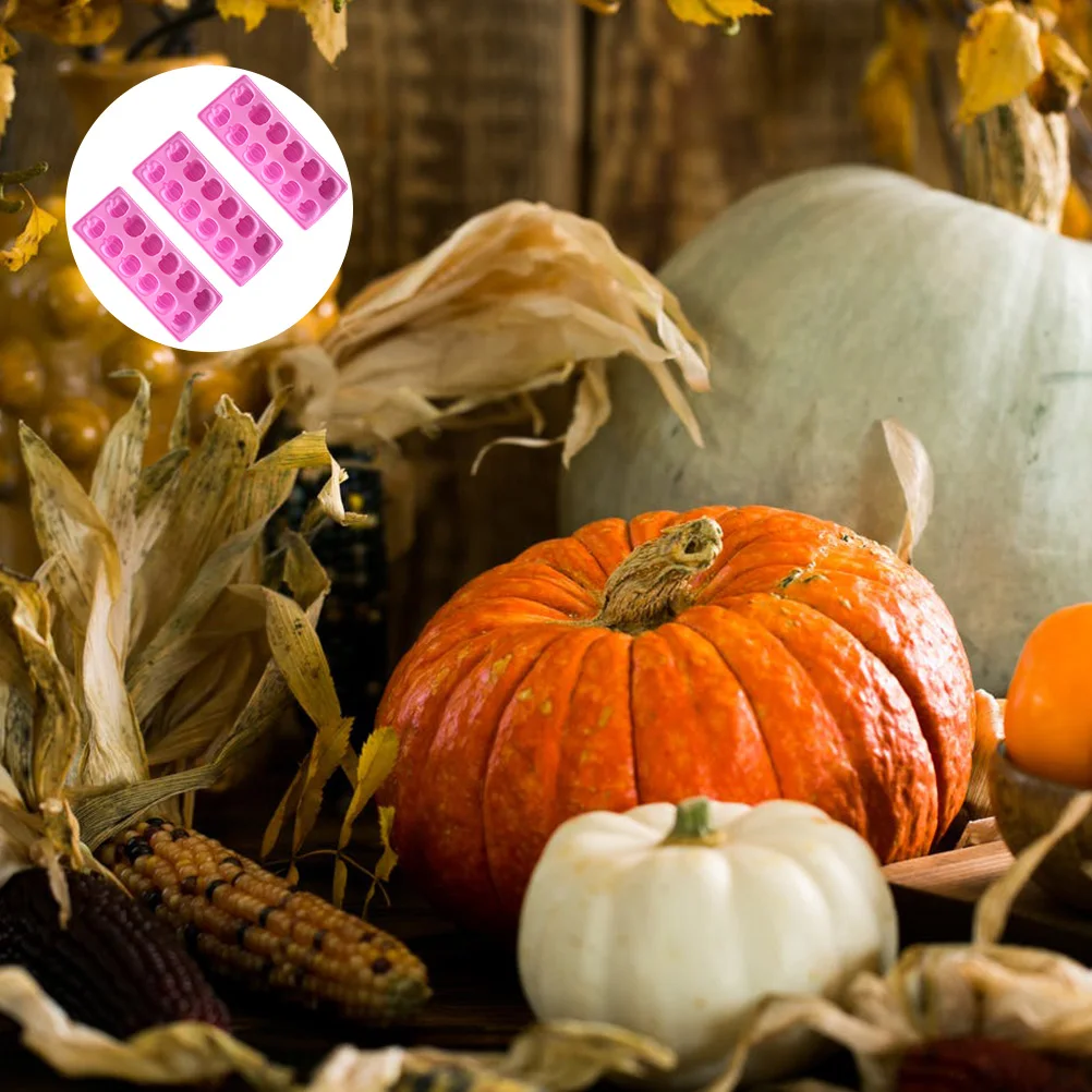 

3Pcs 12 Grid Halloween Pumpkin Ice Molds Reusable Silicone Ice Cube Tray for Drinks Desserts Candy Bars Yogurt Making