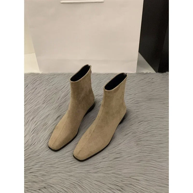 Moda donna stivaletti inverno pelle scamosciata tacchi alti primavera autunno scarpe a punta in pelle scamosciata di lusso Block stivaletti con